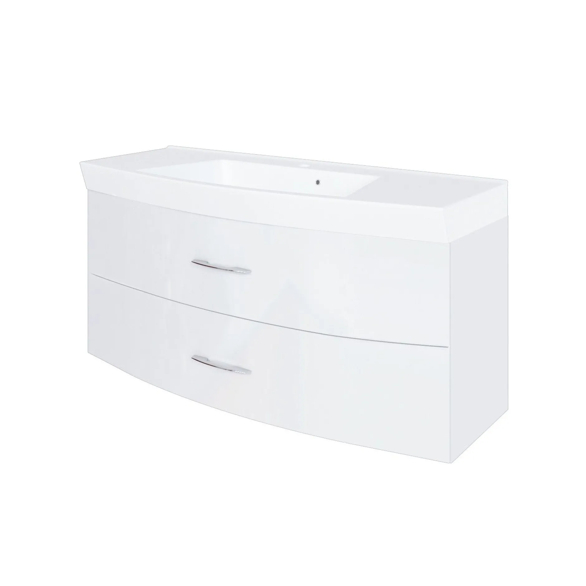 Waschbeckenschrank Florent gebogen 120cm 2 Schubladen - weiß
