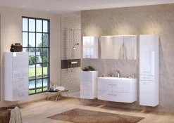 Waschbeckenschrank Florent gebogen 120cm 2 Schubladen - weiß