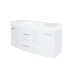 Waschbeckenschrank Florent gebogen 120cm 2 Schubladen und 2 Türen - weiß