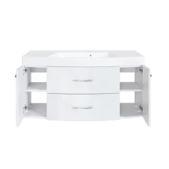Waschbeckenschrank Florent gebogen 120cm 2 Schubladen und 2 Türen - weiß