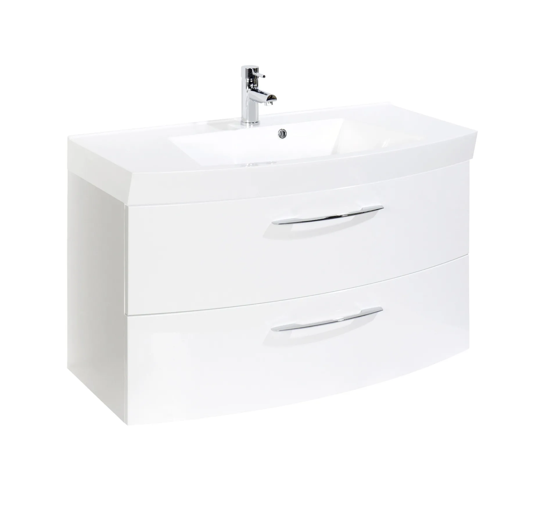 Waschbeckenschrank Florent gebogen 100cm 2 Schubladen - weiß