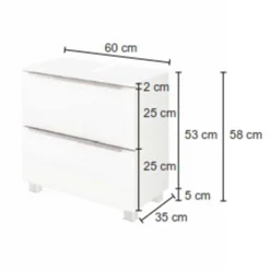 Waschbeckenschrank Hansen 60cm 2 Schubladen - weiß