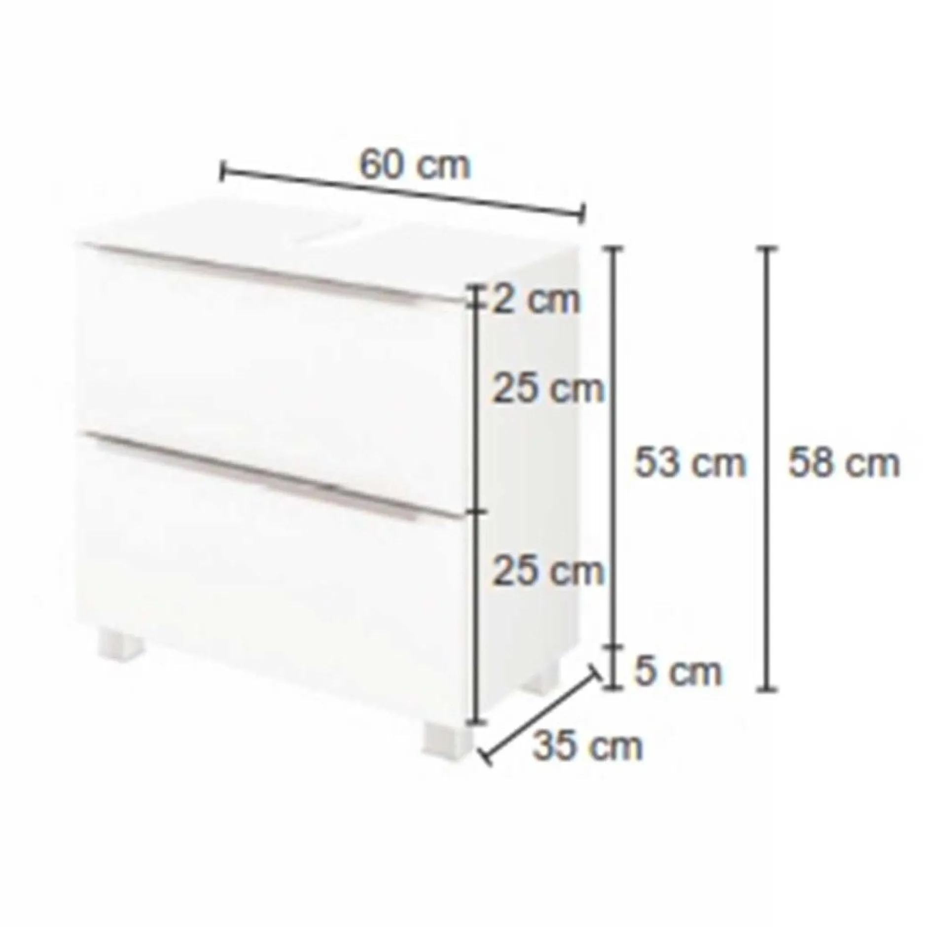 Waschbeckenschrank Hansen 60cm 2 Schubladen - weiß