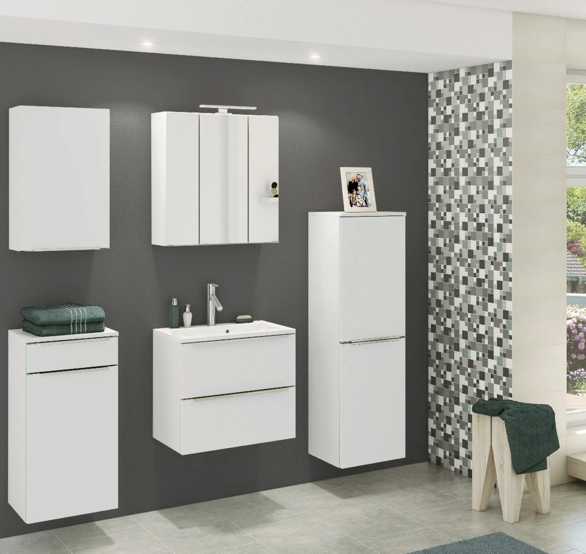 Waschbeckenschrank Hansen L60xT48cm 2 Schubladen - weiß