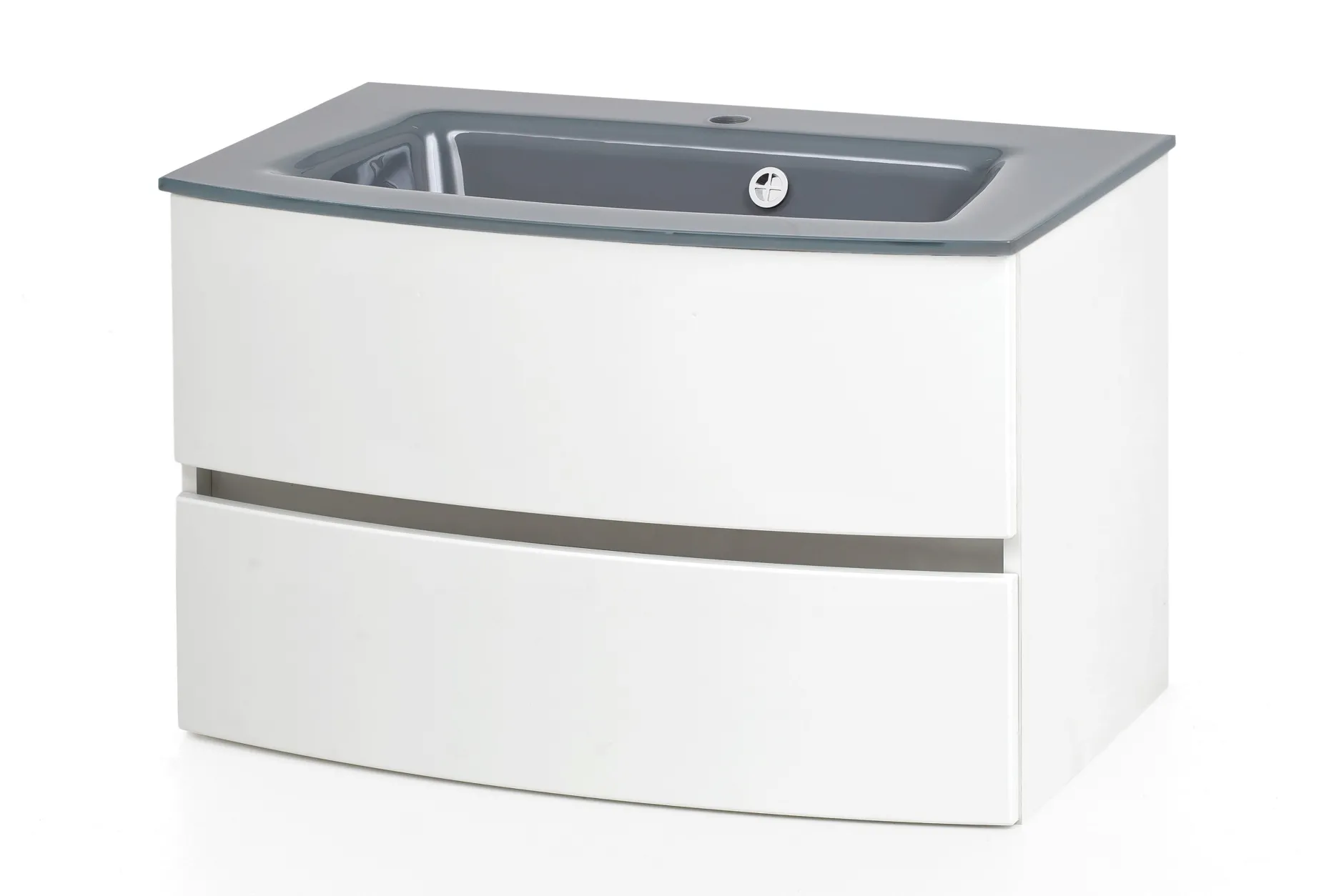 Waschbeckenschrank Kornel 80cm grau Waschbecken - weiß