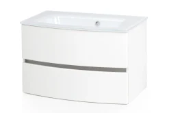 Waschbeckenschrank Kornel 80cm weißes Waschbecken - weiß