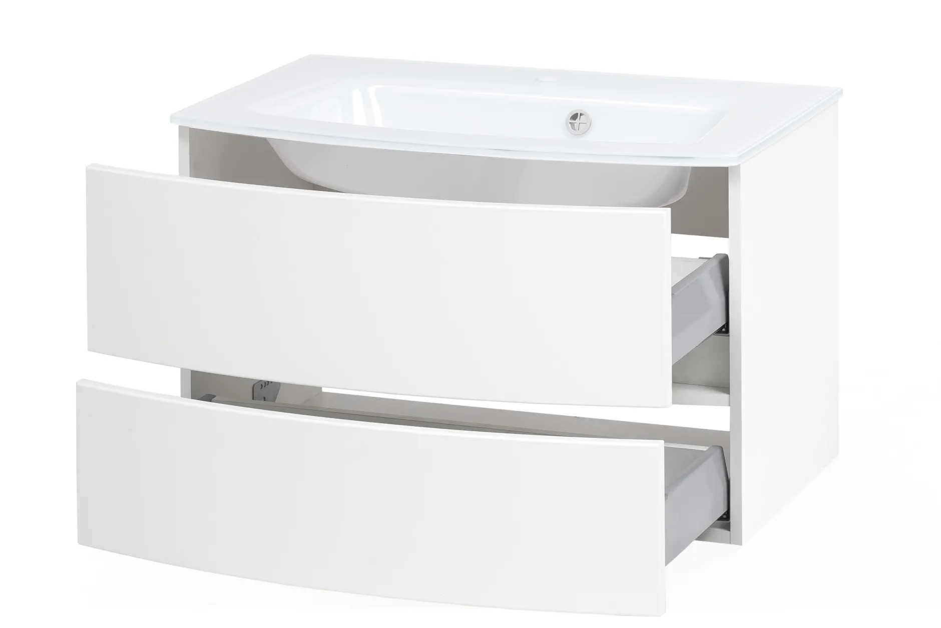 Waschbeckenschrank Kornel 80cm weißes Waschbecken - weiß