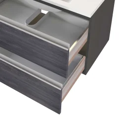 Waschbeckenschrank Lotuk 80cm 2 Schubladen - Eiche grau