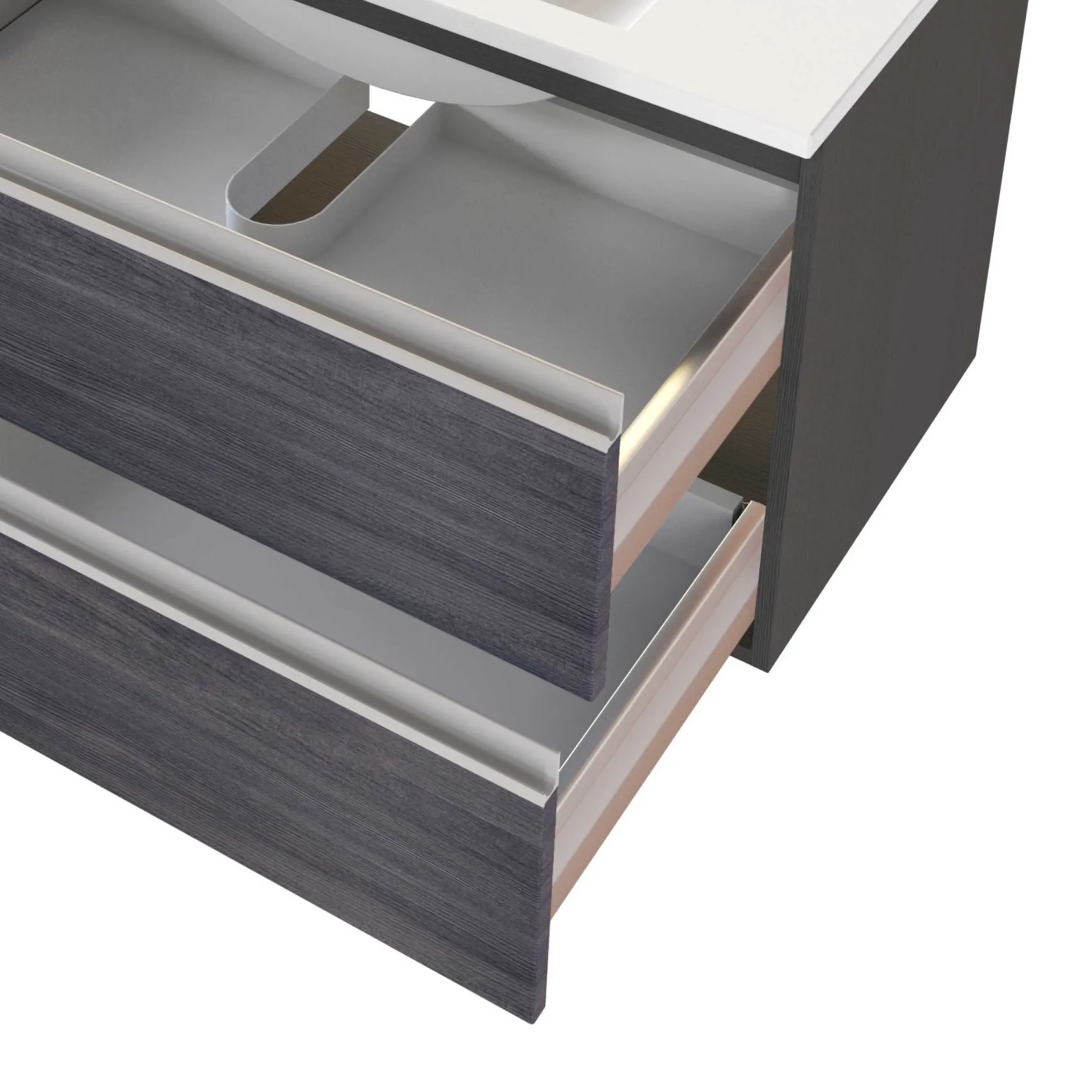Waschbeckenschrank Lotuk 80cm 2 Schubladen - Eiche grau