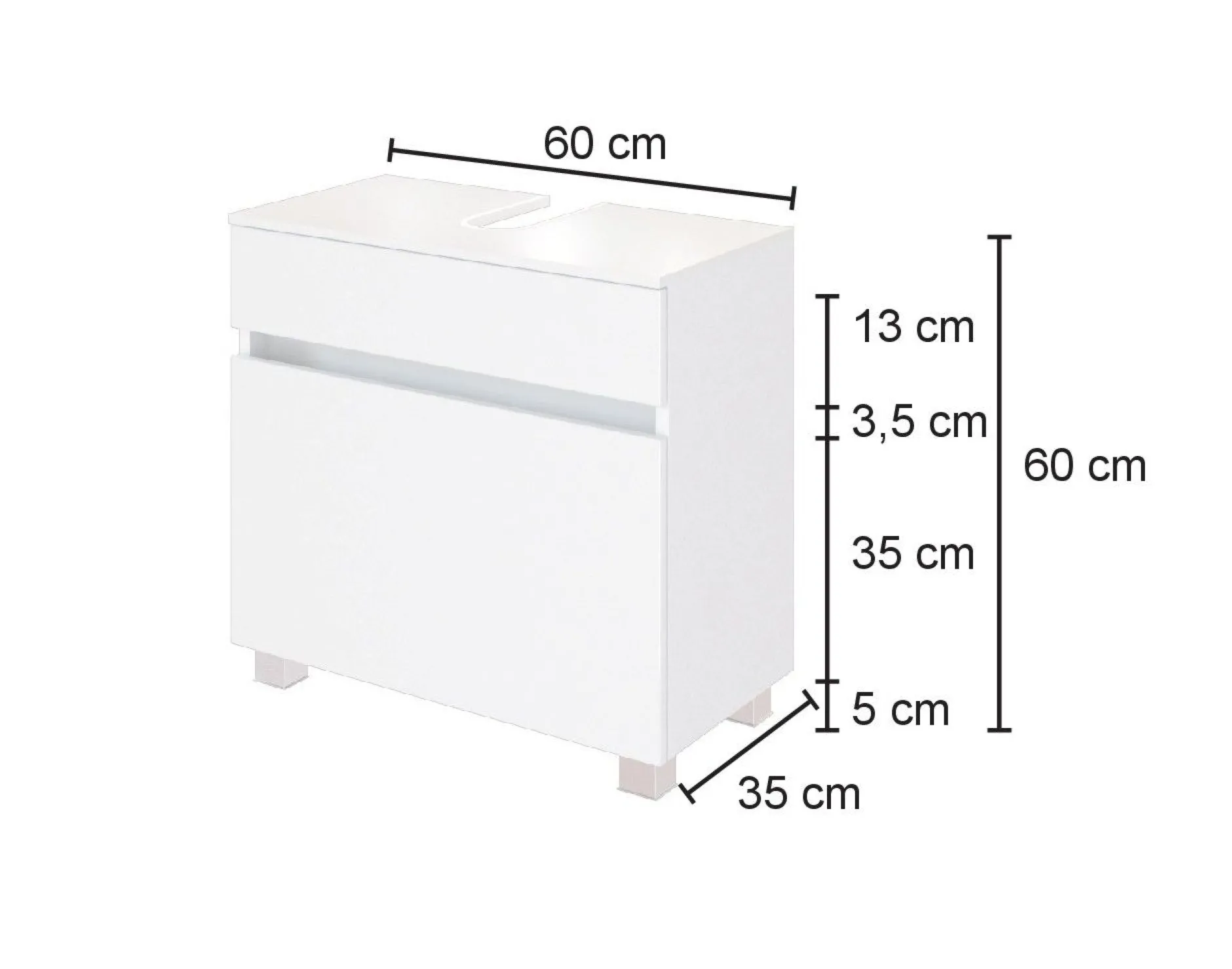 Waschbeckenschrank Luna 60cm 1 Schublade - Eiche/grau