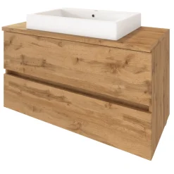 Waschbeckenschrank Pisca 100cm 2 Schubladen - Eiche