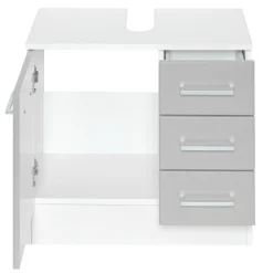 Waschbeckenschrank Ricca 60cm 1 Tür und 3 Schubladen - weiß/hellgrau