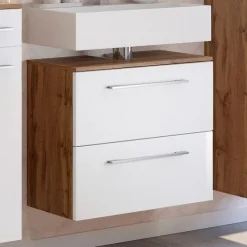 Waschbeckenschrank Sefa 60cm 1 Tür und 1 Schublade - Eiche/Weiß