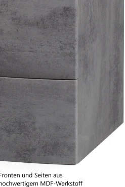 Waschbeckenschrank Stivan 80cm weißes Waschbecken - Beton