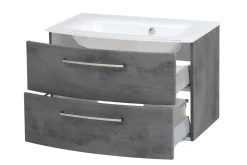 Waschbeckenschrank Stivan 80cm weißes Waschbecken - Beton