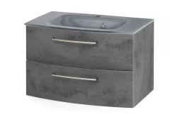 Waschbeckenschrank Stivan 80cm grau Waschbecken - Beton