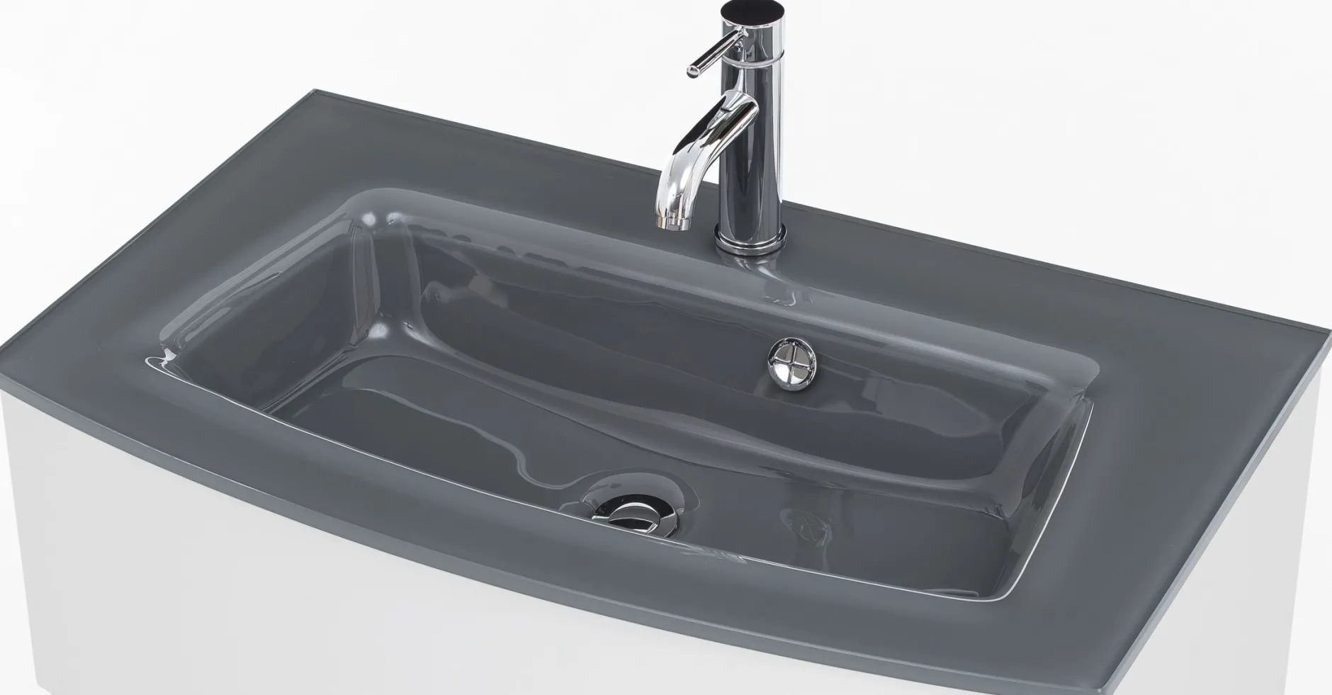 Waschbeckenschrank Stivan 80cm grau Waschbecken - weiß