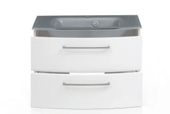 Waschbeckenschrank Stivan 80cm grau Waschbecken - weiß