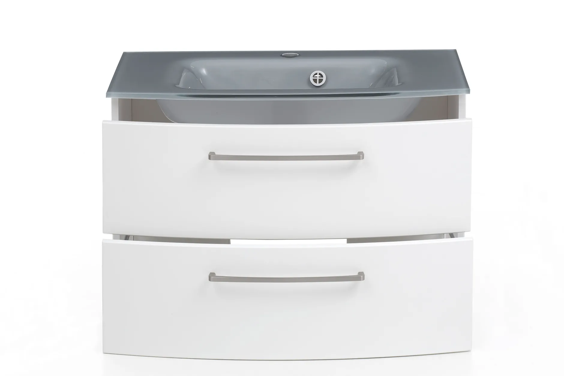 Waschbeckenschrank Stivan 80cm grau Waschbecken - weiß