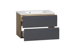 Waschbeckenschrank Varese | 80 x 47 x 56 cm | Wotan Oak / Grey
