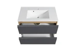 Waschbeckenschrank Varese | 80 x 47 x 56 cm | Wotan Oak / Grey