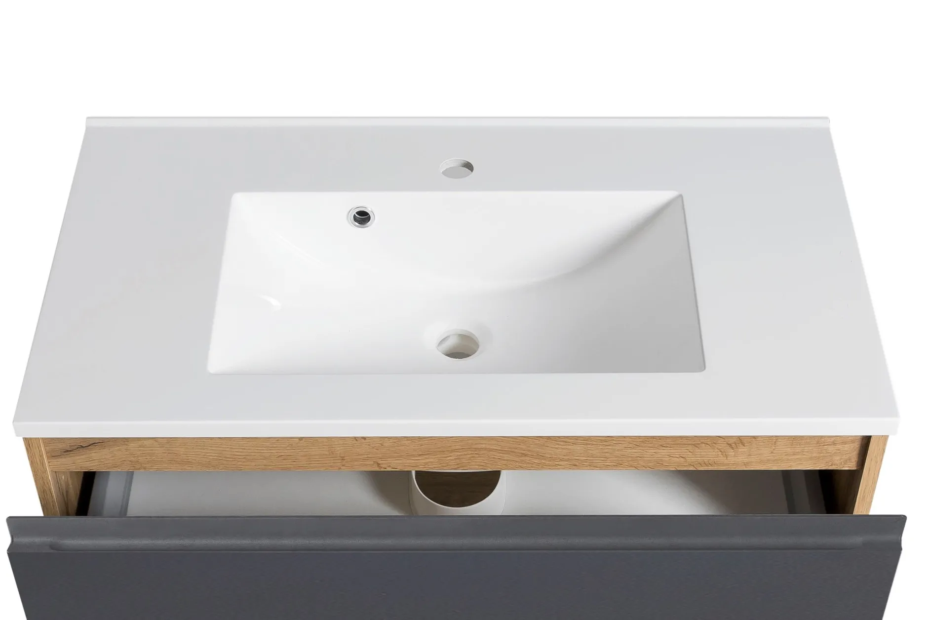Waschbeckenschrank Varese | 80 x 47 x 56 cm | Wotan Oak / Grey