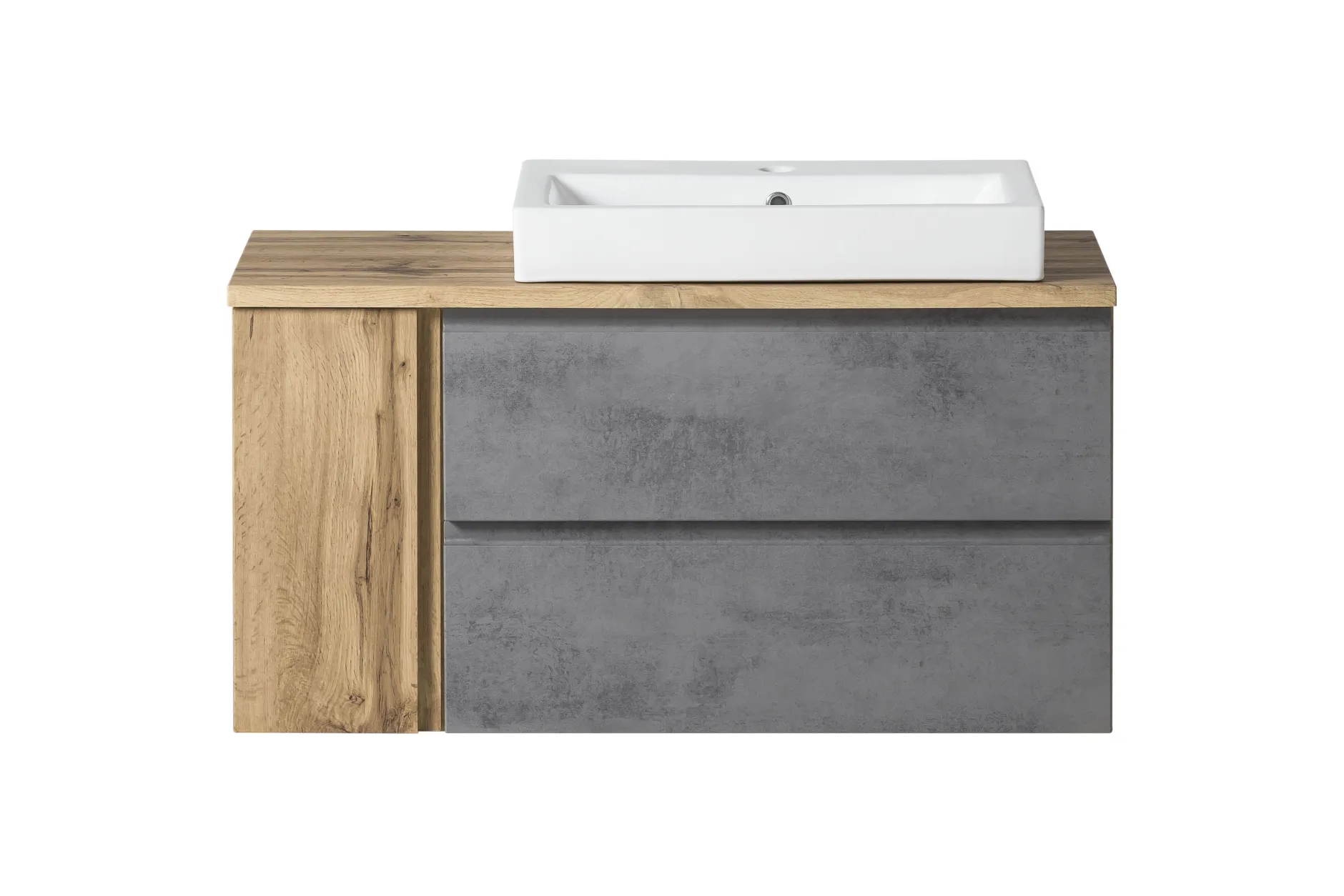 Waschbeckenschrank Varese | 105 x 47 x 65 cm | Wotan Oak / Farbe Beton