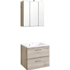 Waschbecken-Set Portofino | Waschbecken mit Spüle und Spiegelschrank | Buche-design