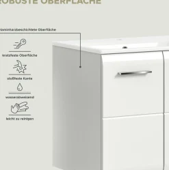 Waschbeckenunterschrank Ice Xonox - MDF Hochglanz - 60x55x46 cm - Weiß