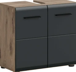 Waschbeckenunterschrank Ice Xonox 60x54x30 cm Mattschwarz/Nox Oak