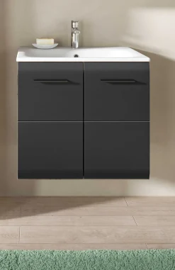Waschbeckenunterschrank Ice Xonox - MDF matt schwarz/Nox Oak - 60x55x46 cm