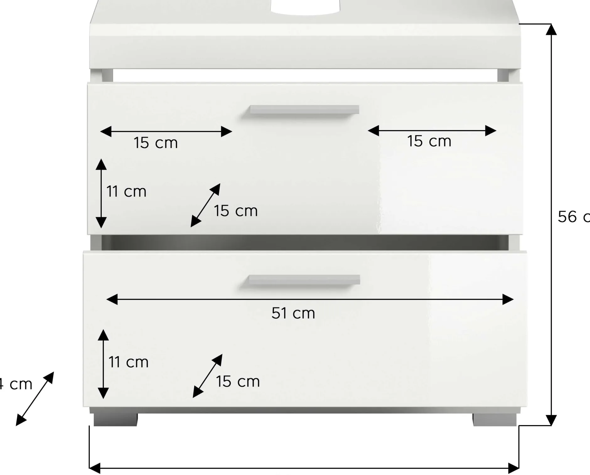 Waschbeckenunterschrank Scout Xonox - Hochglanz Weiß - 60x56x34 cm