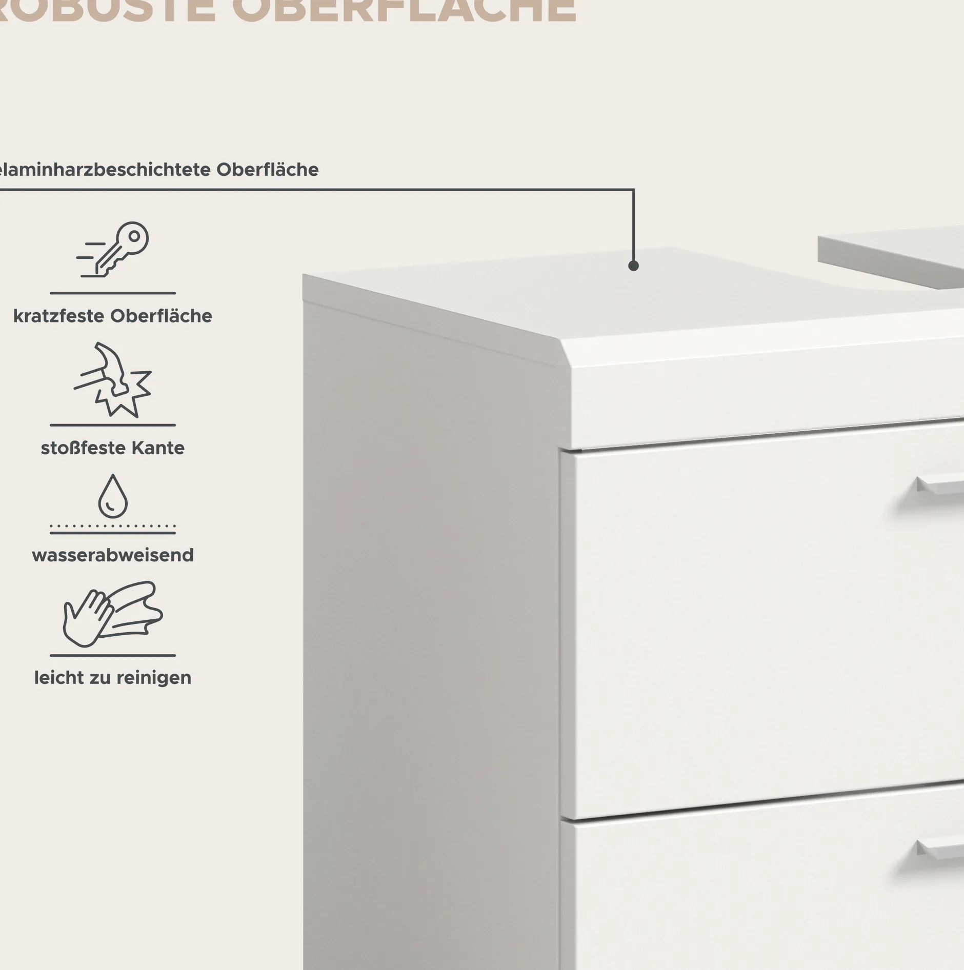 Waschbeckenunterschrank Scout Xonox - Hochglanz Weiß - 60x56x34 cm