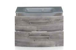 Waschbeckenunterschrank Stivan 80cm grau Waschbecken - Eiche grau