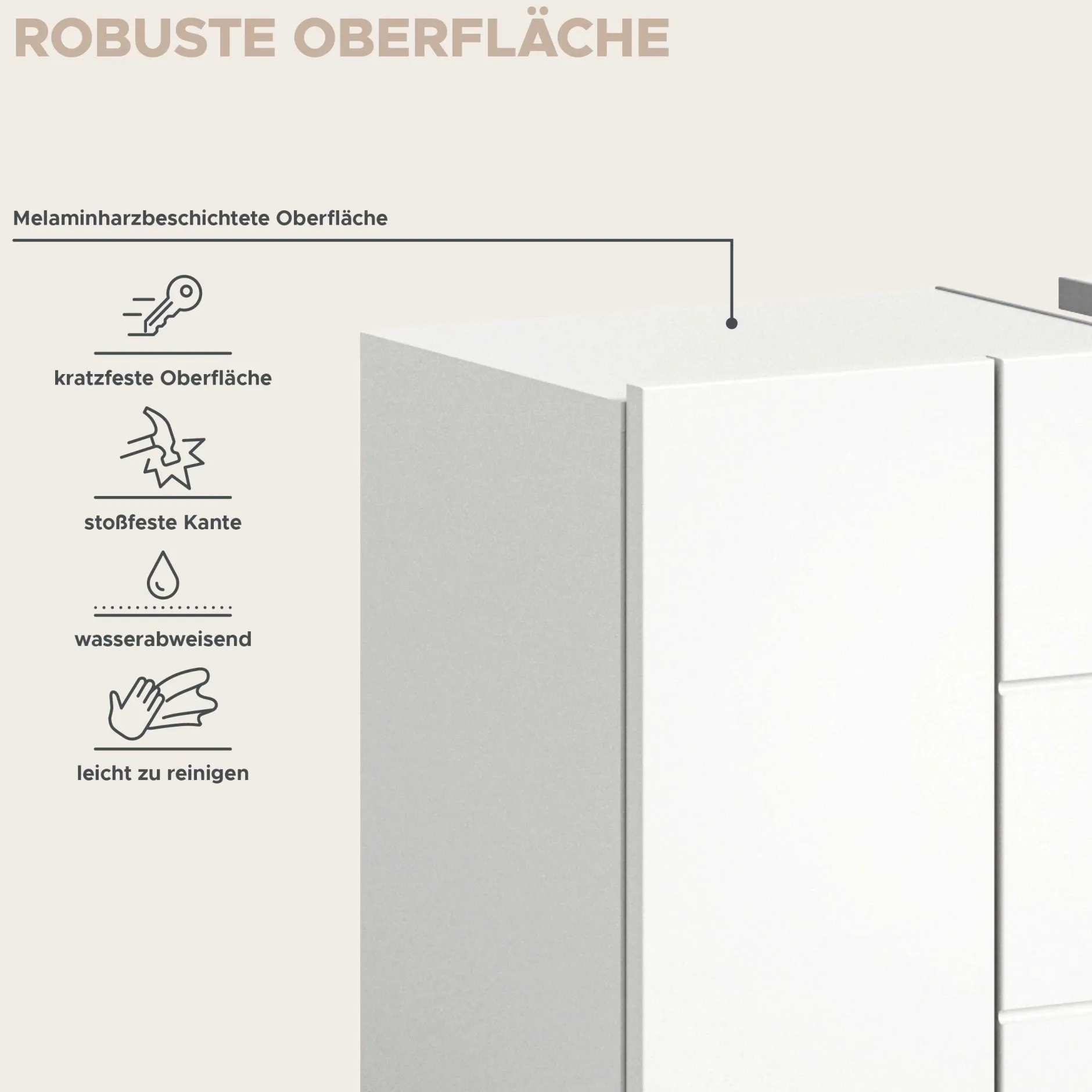 Waschbeckenunterschrank Vira Xonox - Weiß Melamin - 82x56x34 cm