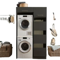 Waschmaschinenschrank-Kombination Laundreezy | 118 x 68 x 200 cm | Anthrazit