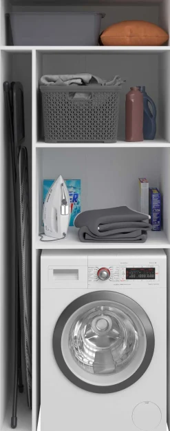 Waschmaschinenschrank Londy - 80x60x203cm - weiß