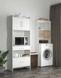 Waschmaschine/Toilettenschrank Splash - weiß/Eiche
