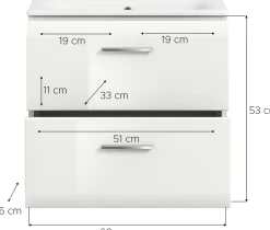 Waschtisch Ice von Xonox – Hochglanz Weiß – 60x55x46 cm