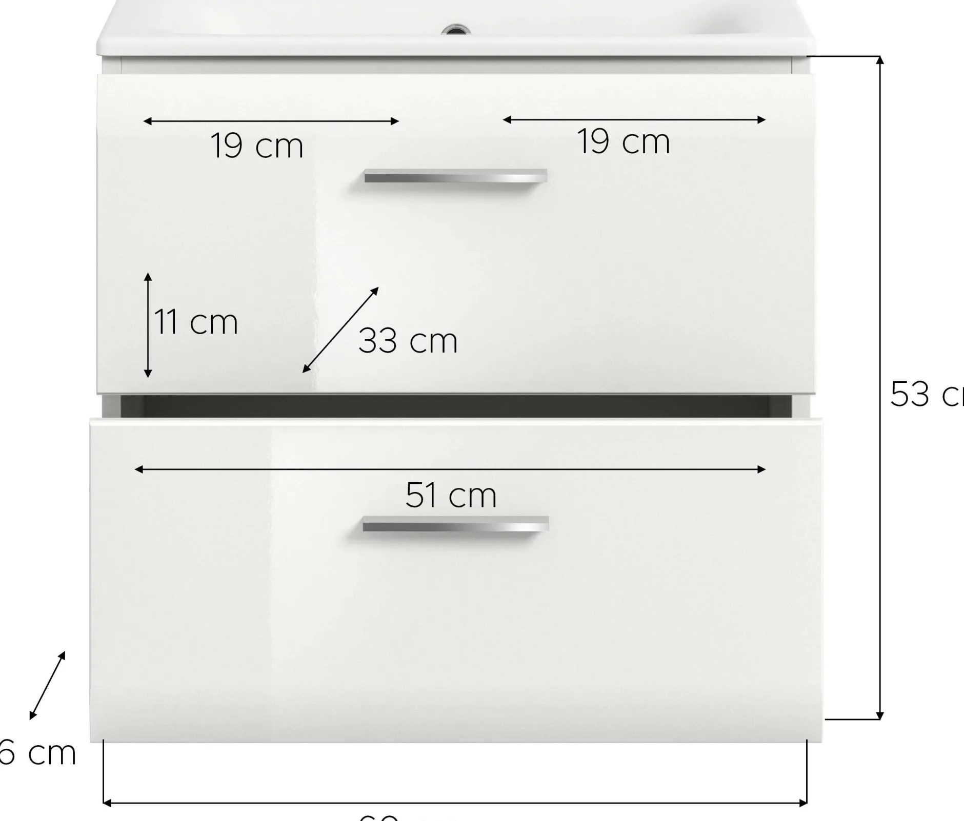 Waschtisch Ice von Xonox – Hochglanz Weiß – 60x55x46 cm