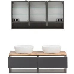 Waschtisch-Set Kaprun | Waschtischschrank, Spiegelschrank | Graphitgrau