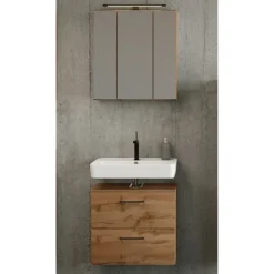 Waschtisch-Set Manchester | Waschtischschrank und Spiegelschrank | Wotan Oak Design