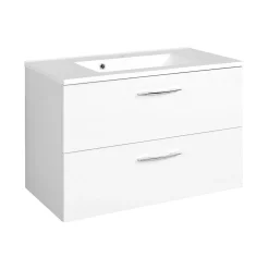 Waschtisch-Set Portofino | Waschtisch mit Waschbecken und Spiegelschrank | Weiß