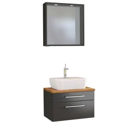 Waschtisch-Set und Spiegel Dasa 60cm - graphit/mattgrau