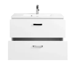 Waschtischunterschrank Bobbi 80cm 2 Schubladen - weiß