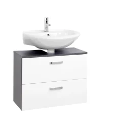 Waschtischunterschrank Bobbi 70cm 1 Tür und 1 Schublade - graphit/hochglanz-weiß