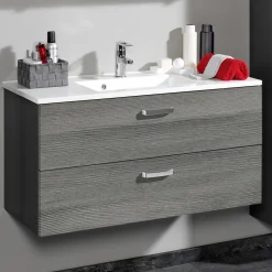 Waschtischunterschrank Bobbi 100cm 2 Schubladen - graphit/quecksilber