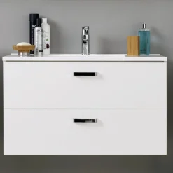 Waschtischunterschrank Bobbi 90cm 2 Schubladen - weiß