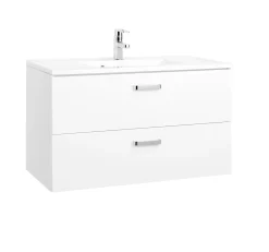 Waschtischunterschrank Bobbi 90cm 2 Schubladen - weiß