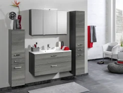 Waschtischunterschrank Bobbi 90cm 2 Schubladen - graphit/quecksilber